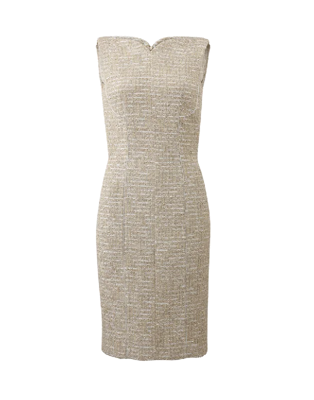 Metallic Boucle Tweed Dress Tunics Leisure comfortable