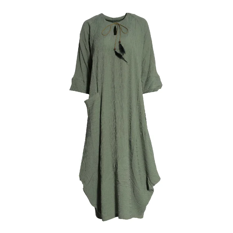 Fahm Women's Army Green Dress, Free Size Tunics Yoga stretchy