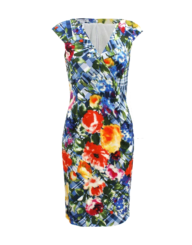 V-Neck Twist Front Slim Dress Floral Print girly