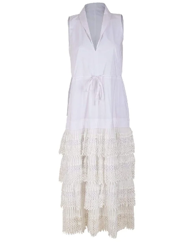 White Brinna Long Dress Tunics Office stylish