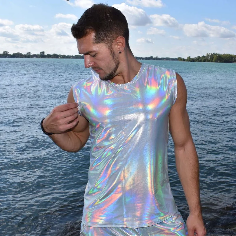 Men's Opal Holographic Tank, Muscle Shirt spandex blend tank