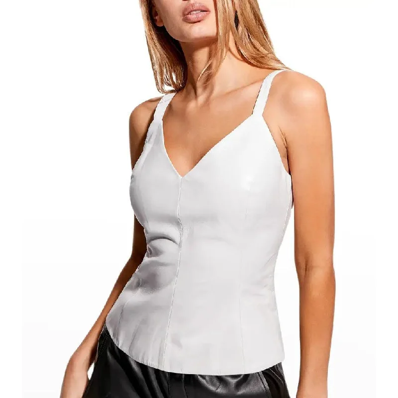 White Leather Tank Top For Women essential tank top