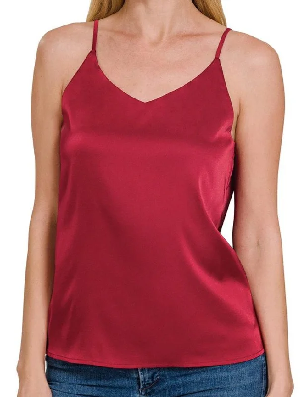 Thin strap satin tank top adorable tank top