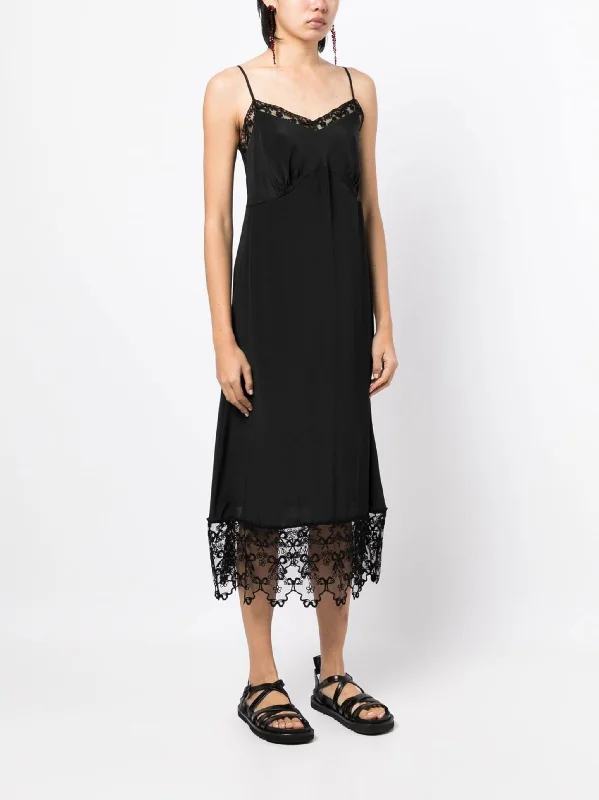 SIMONE ROCHA - Women W/ Deep Lace Trim Slip Dress Halter Neckline Beach