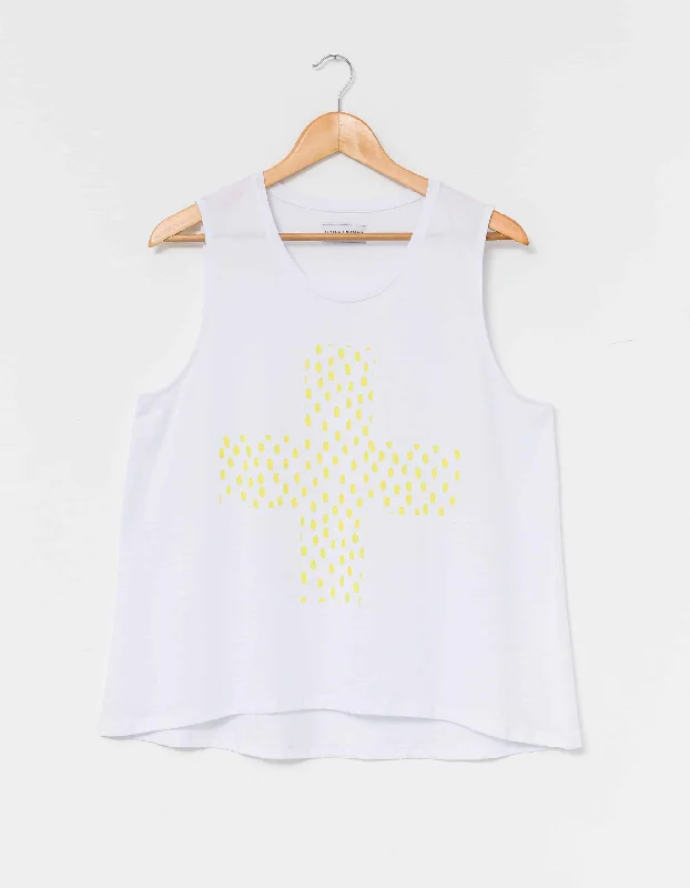 Stella + Gemma | Tank Top | White with Lemon Drops ivory tank top