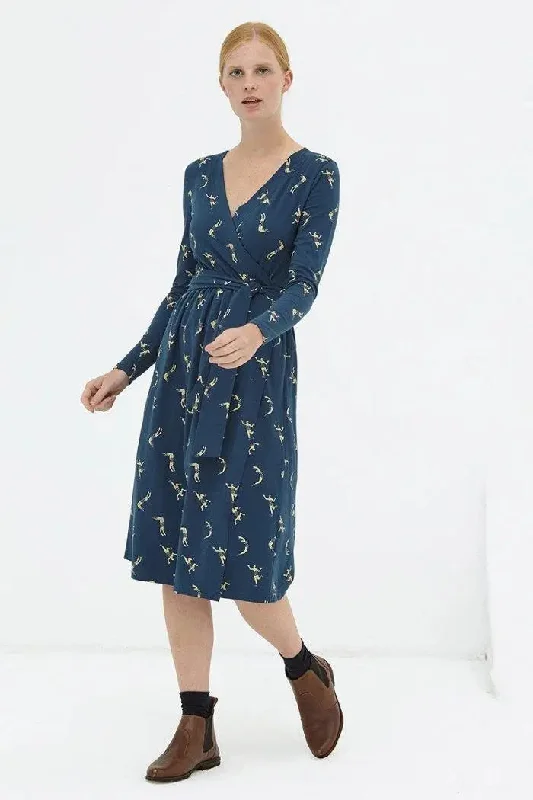 Organic Dress Navy Dafne A-Line Day Work