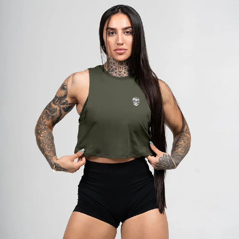 Women's Performance Tank - OD Green black tank top