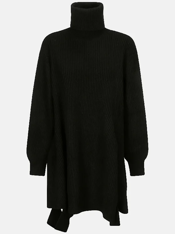 YOHJI YAMAMOTO REGULATION - Women Wide High Neck Knit Dress Tunics Summer linen