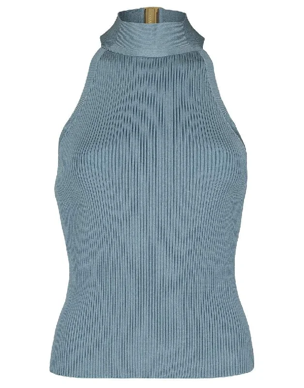 Halter Rib Knit Tank casual tank top