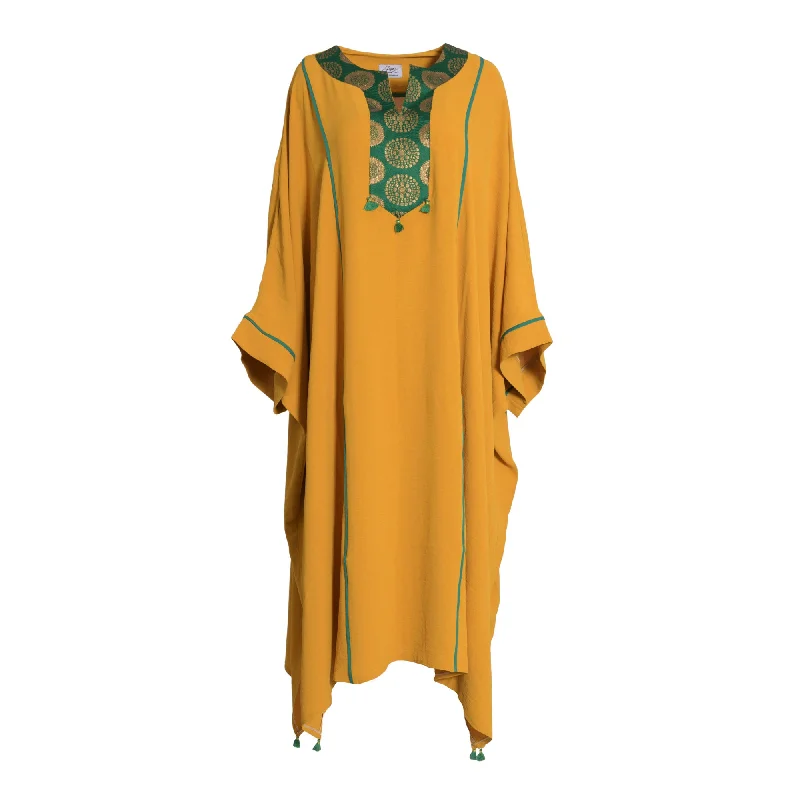 Fahm Women's Yellow Dress, Free Size Tunics Silk luxurious