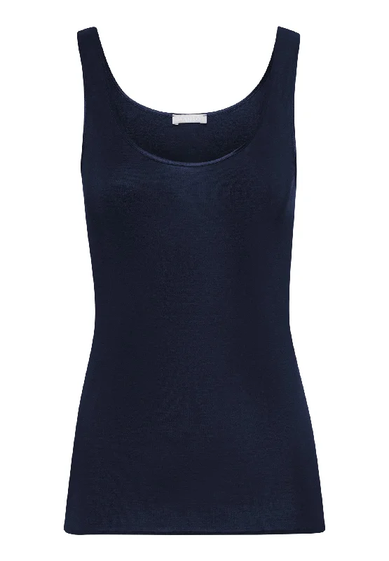 Cotton Seamless Round Neck Cotton Tank Top | Deep Navy 71604-1610 workout tank top