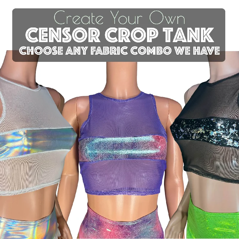 Design Your Own Censor Crop Tank - Design Custom baby blue tank