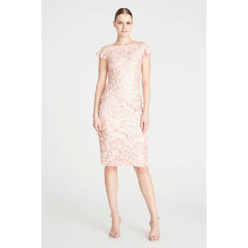 Theia Boat Neck Petal Cocktail Dress Boat Neckline Classic