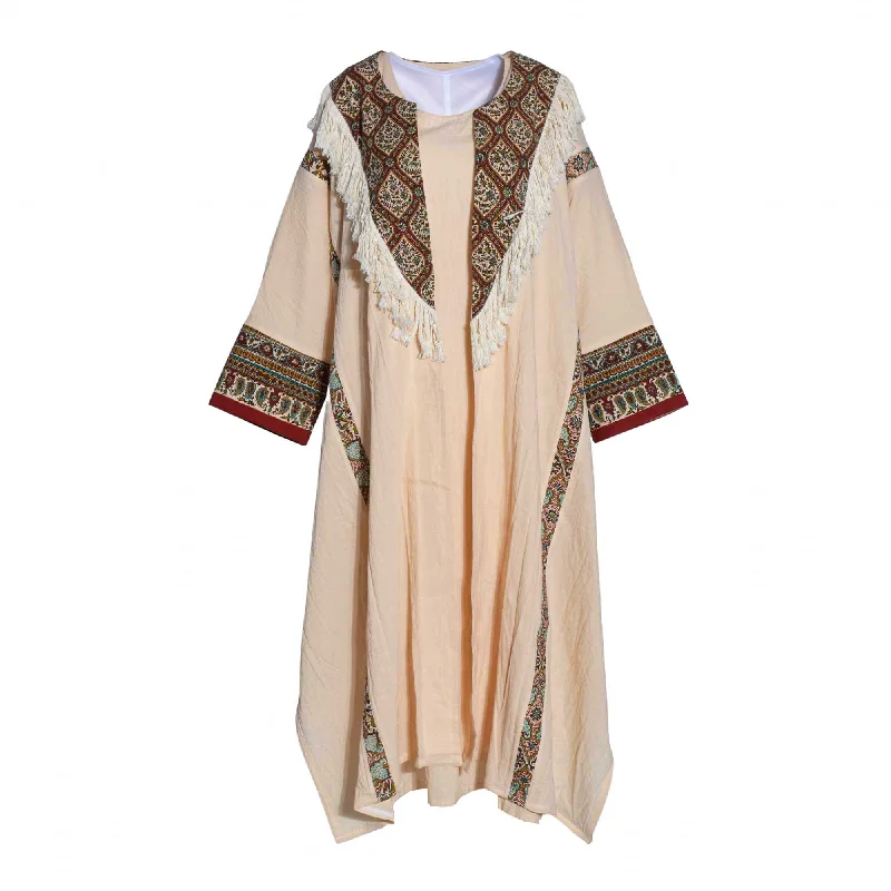 Fahm Dress & Abaya Cream and Printed Set, Free Size Tunics Sophisticated sleek