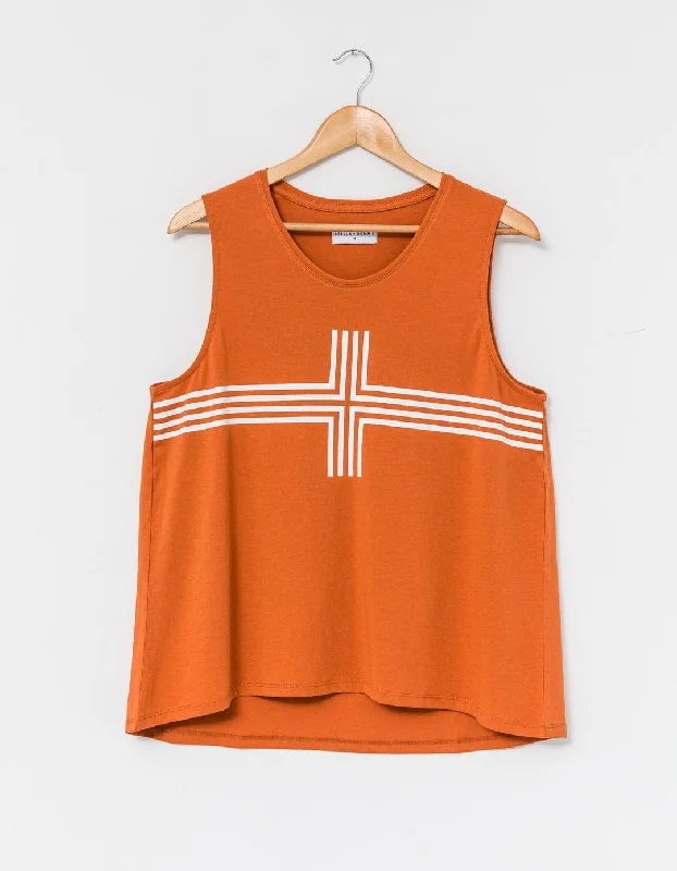 Stella + Gemma | Tank Top | Rust White Cross beige tank top