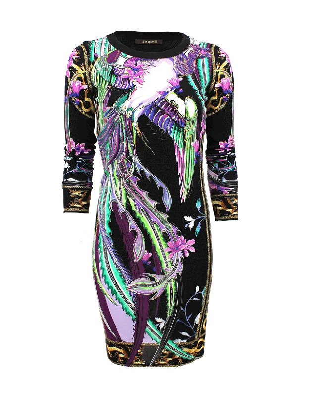 Long Sleeve Floral Print Crewneck Dress Tunics Luxurious high-end