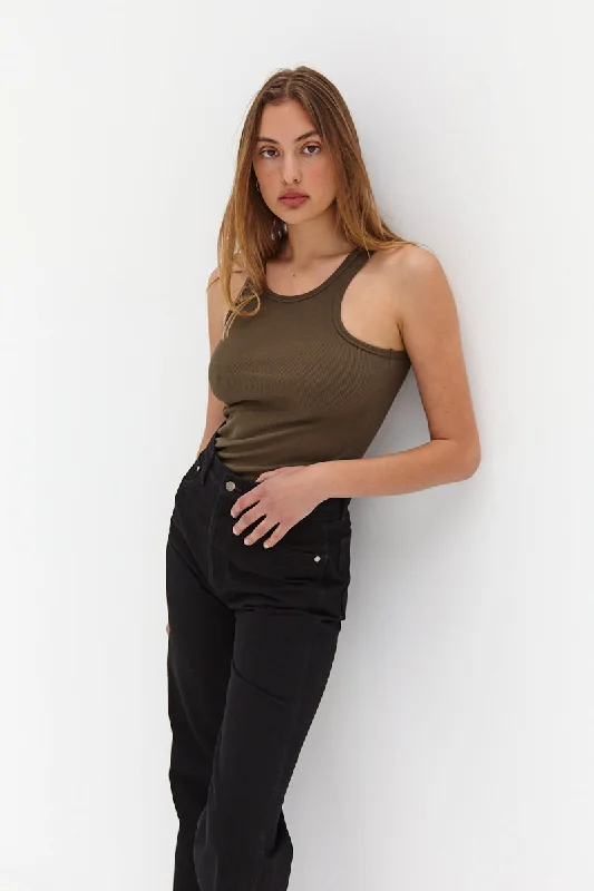 Louie Tank - Khaki lavender tank top