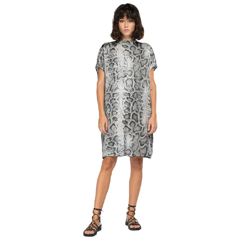 Replay Women's Knee Length Dress With Python Print Tunics Sale discount