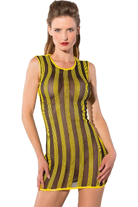 Guilty Pleasure Yellow Striped Datex Dress Tunics Summer linen