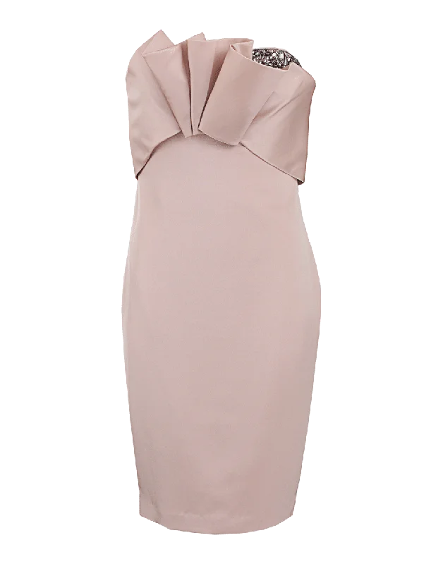 Strapless Sculpted Dress with Beading Shift Classic Vintage