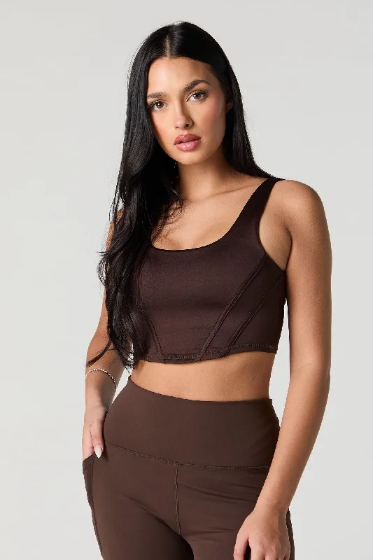 Active Soft Cropped Corset Tank sheer tank top