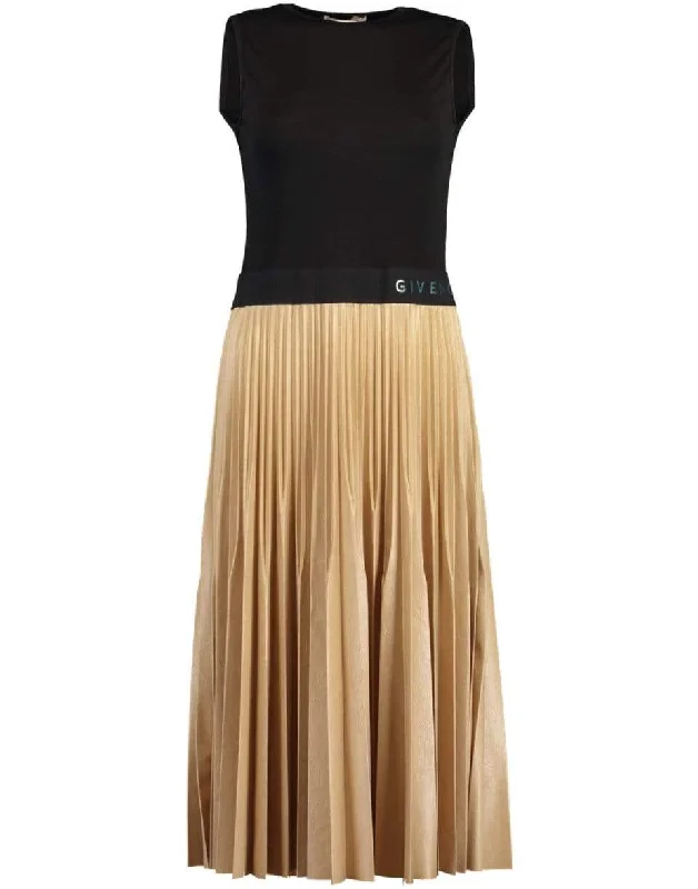 GIVENCHY Waistband Pleated Dress Tunics Hiking breathable