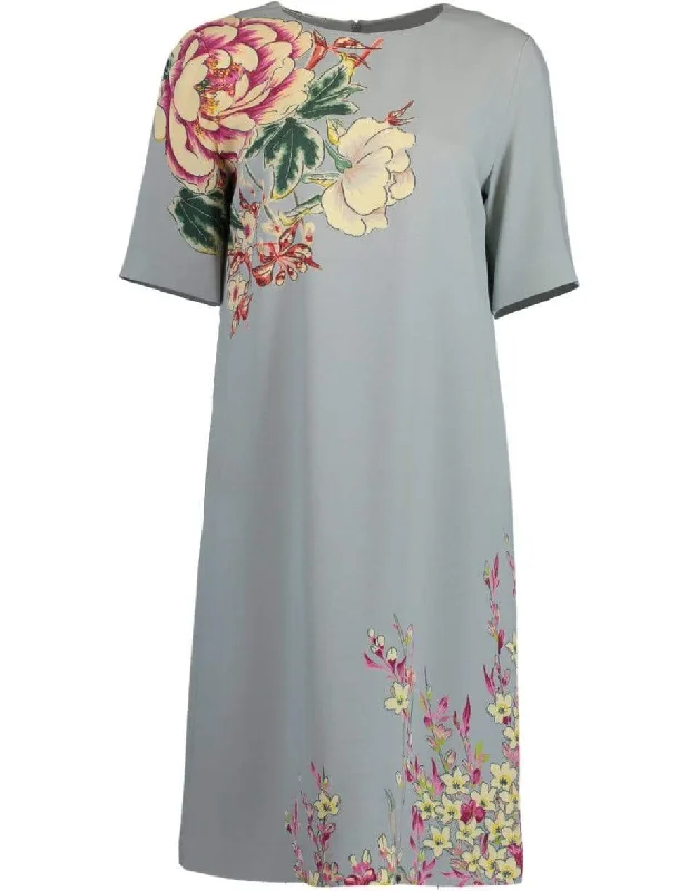 Light Blue Shift Dress Tunics Print Colorful