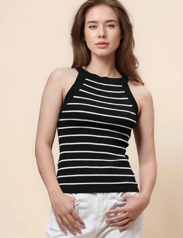 Ladies Color Block Stripe Knit Tank Top SKT41047 vibrant tank top