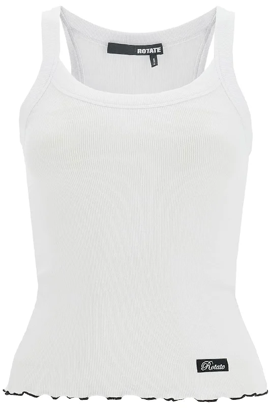 Ribbed Tank Top With Logo Label flexible tank top