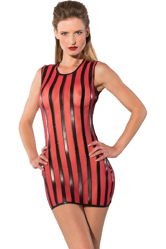 Guilty Pleasure Red Striped Datex Dress Tunics Vintage classic