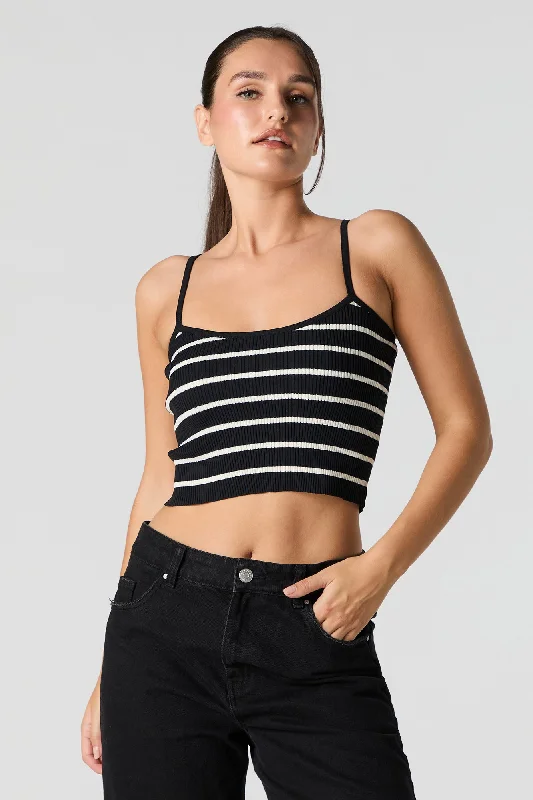 Ribbed Scoop Neck Cropped Tank open back tank