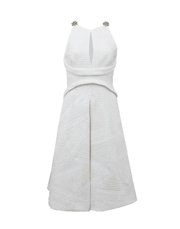 Sleeveless Back Cut Out Dress Tunics Wedding white