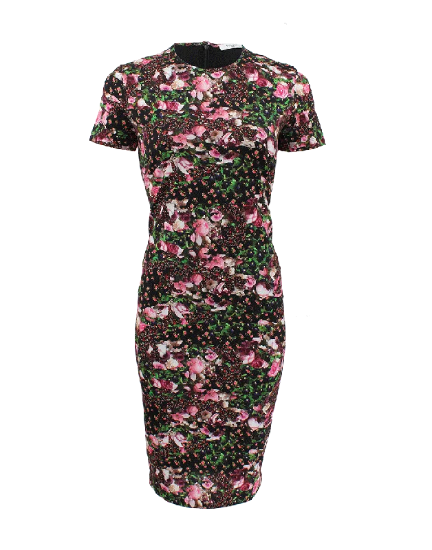 Crewneck Flower Print Dress Tunics Canvas sturdy