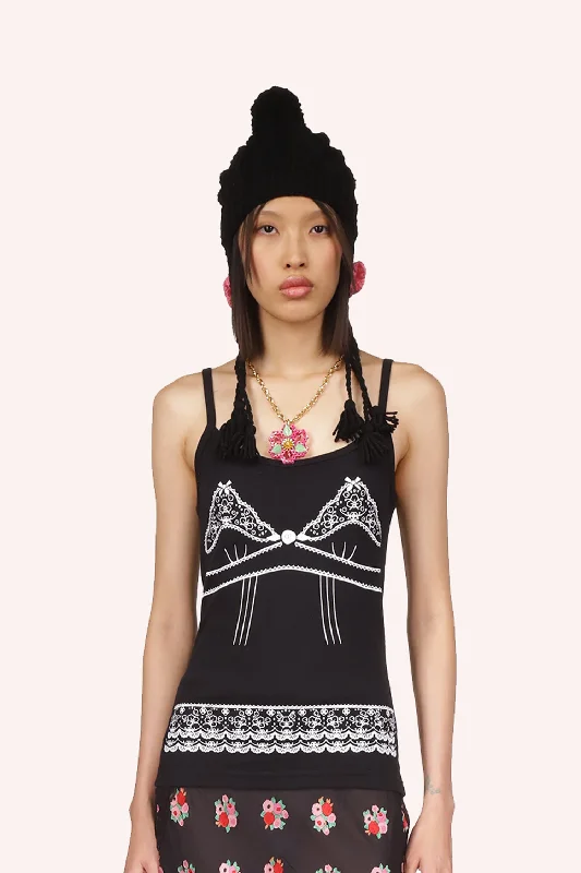 Lingerie Printed Tank Top glitter tank top