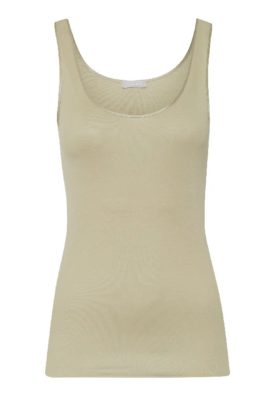 Cotton Seamless Round Neck Cotton Tank Top | Moss Green 71604-2720 activewear tank top