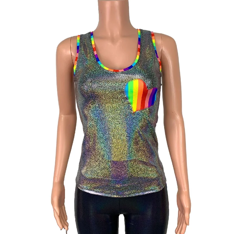 Rainbow Pride Holographic Tank Top relaxed fit tank