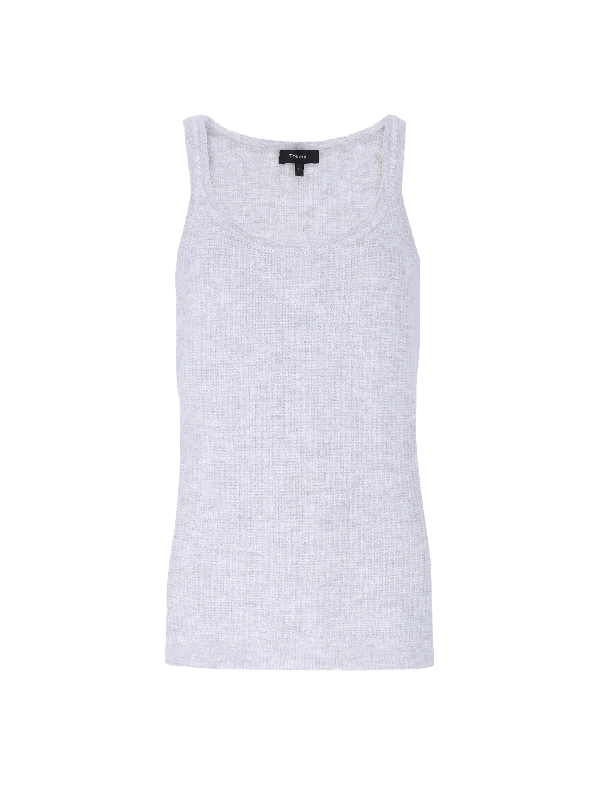 waffle-knit cashmere tank top one shoulder tank