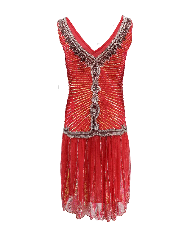 Sleeveless V-Neck Embellished Gatsby Dress Tunics Sophisticated sleek