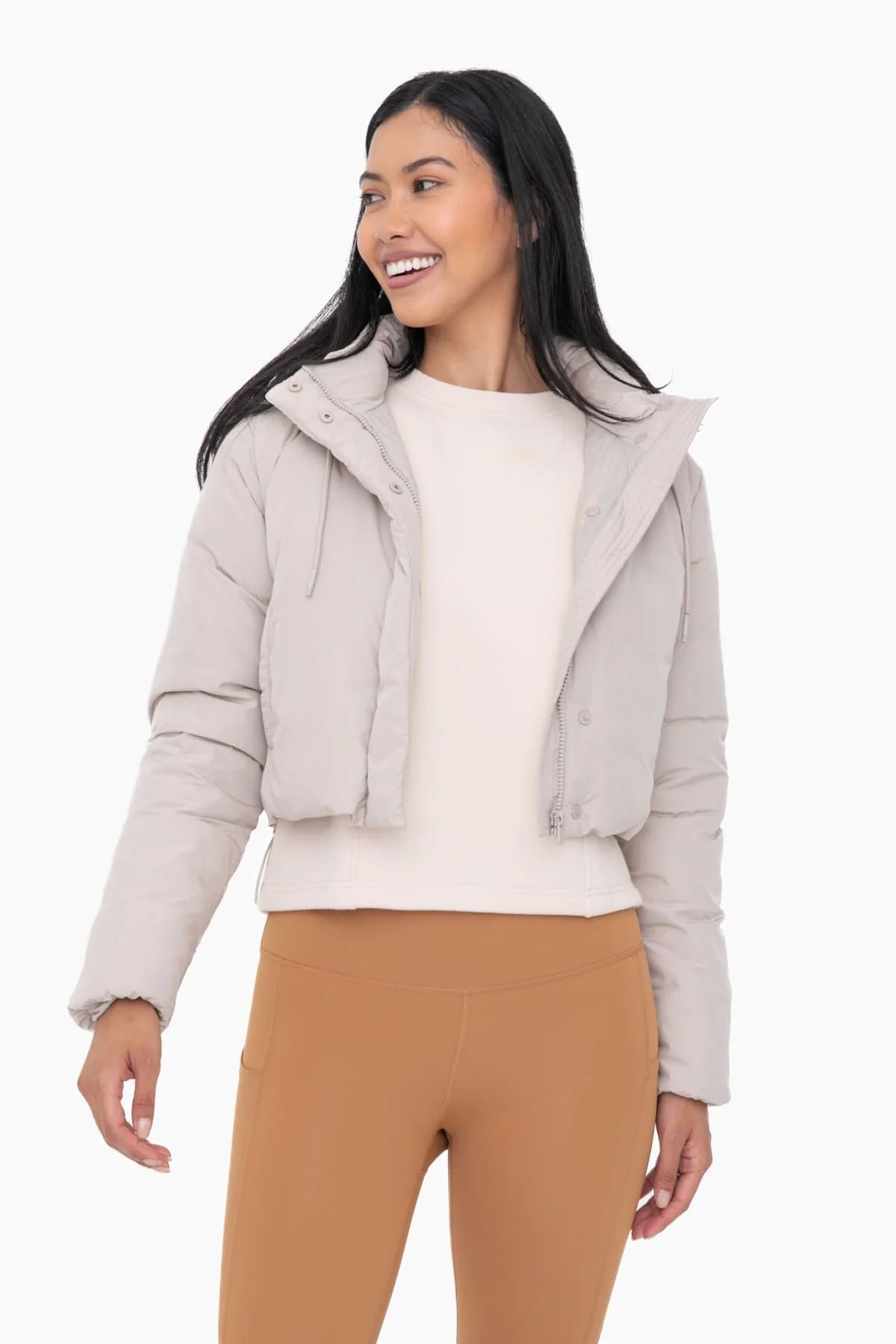 Women's Mono B | Chill Out Cropped Puffer Jacket | Natural Tailored Jacket Straight Jacket A-Line Jacket