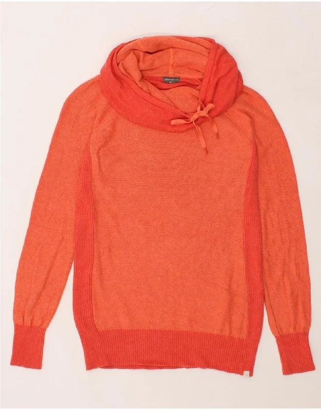 EDDIE BAUER Womens Roll Neck Jumper Sweater UK 16 Large Orange Cotton Modern Contemporary Chic