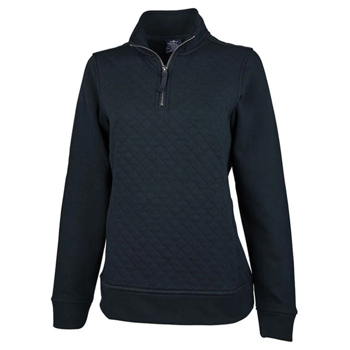 Charles River Women's Navy Franconia Quilted Pullover Bateau Neck Pullover