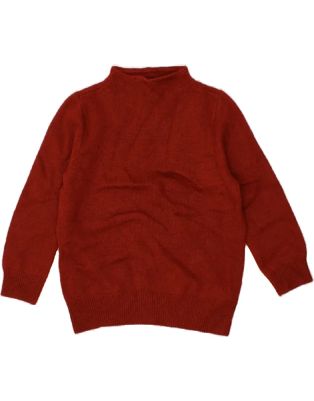 J. CREW Womens Turtle Neck Jumper Sweater UK 10 Small Red Merino Wool Zippered Front Buttoned Front Snap Front