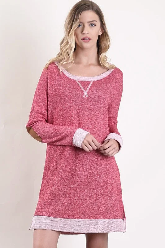 Cutout Detail Loose Fit Sweater Dress Cotton Fabric Linen Fabric Terry Fabric