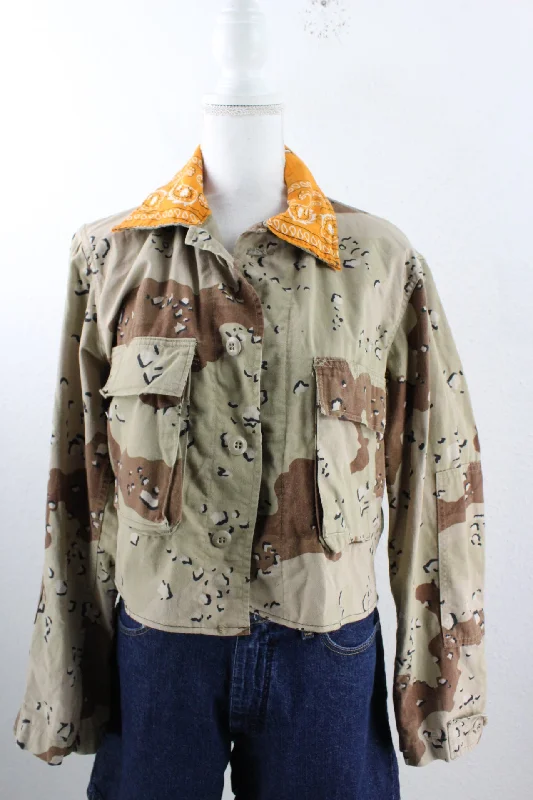 Vintage 80 Military Jacket (S) Notch Collar Peter Pan Collar Cowl Neck