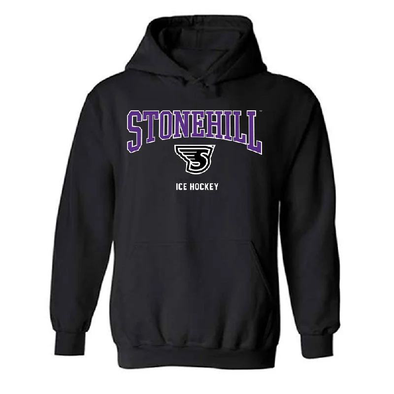 Stonehill - NCAA Women's Ice Hockey : Lily Geist - Classic Shersey Hooded Sweatshirt Hoodie with Distressed Vintage Worn