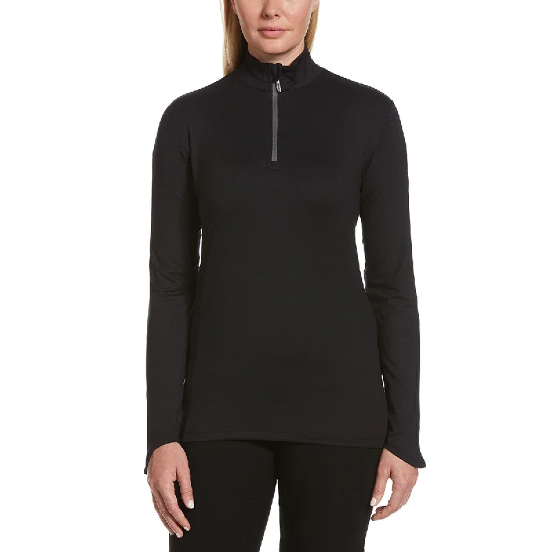 Callaway Women's Black Lightweight Quarter Zip Pullover Bardot Neck Top