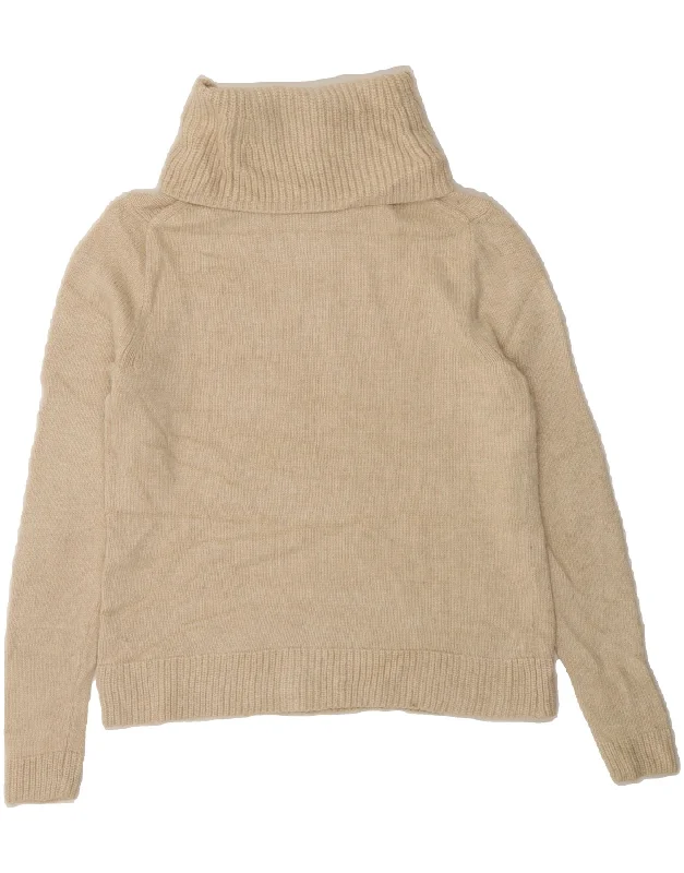 J. CREW Womens Roll Neck Jumper Sweater UK 10 Small Beige Viscose Fleece Fabric Down Fabric Feather Fabric