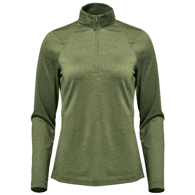 Stormtech Women's Sage Green Heather Milano Quarter Zip Pullover Tapered Sleeve Pullover