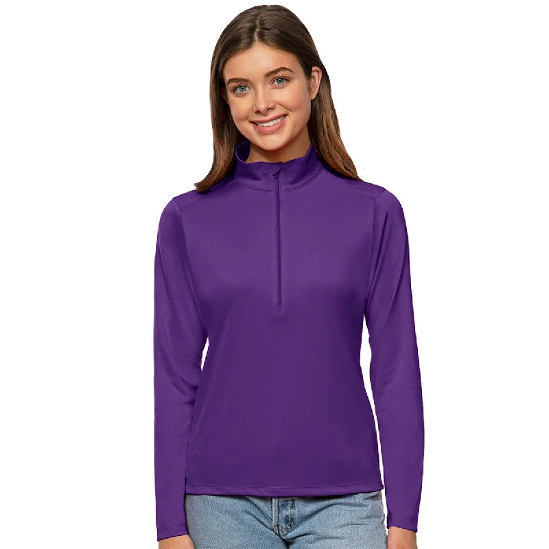 Antigua Women's Dark Purple Tribute 1/2 Zip Pullover Button Front Sweater