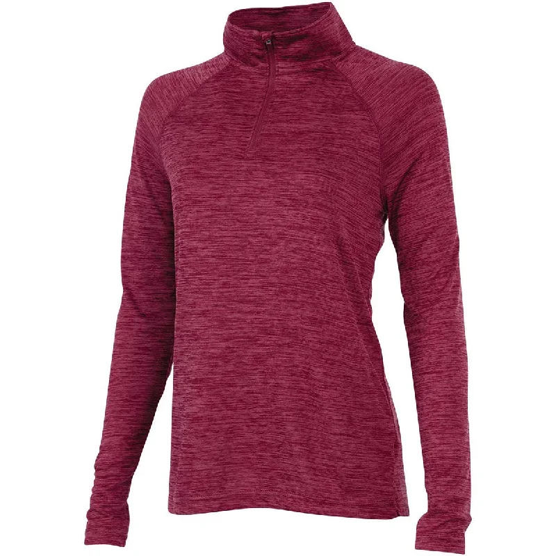 Charles River Women's Maroon Space Dye Performance Pullover Long Bell Sleeve